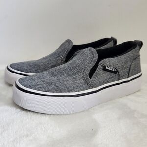 Vans Asher Heather Gray Classic Skate Canvas Slip On Sneaker Shoe Youth 12